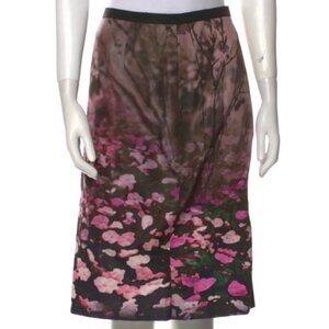 Valentino Silk Floral Knee-Length Multicolor Pencil Skirt XL
